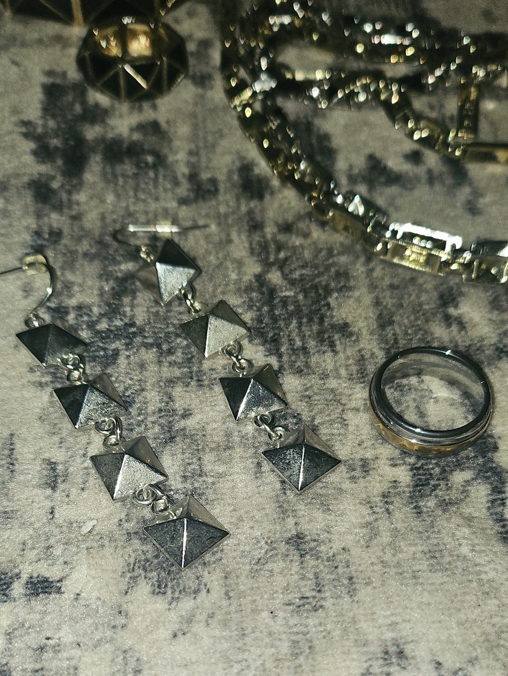 Jewelry Bundle 10 Items Mixed Metal Set Layered Chains & Bracelets Rings Earring - Picture 6 of 16